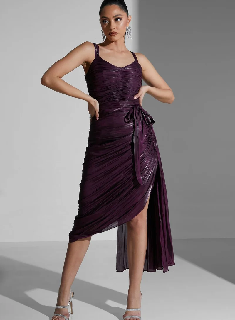 Namshi X Hadia Ghaleb Hadia Ghaleb U-Neck Draped Dress
