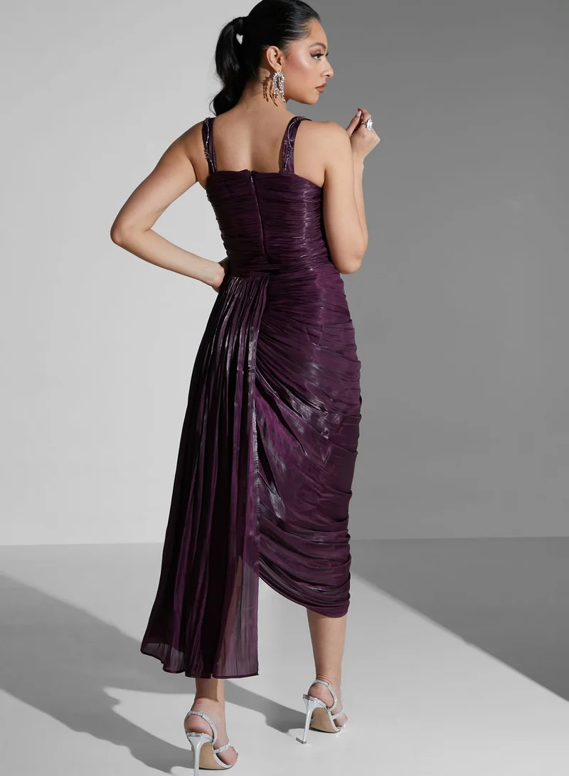 Namshi X Hadia Ghaleb Hadia Ghaleb U-Neck Draped Dress