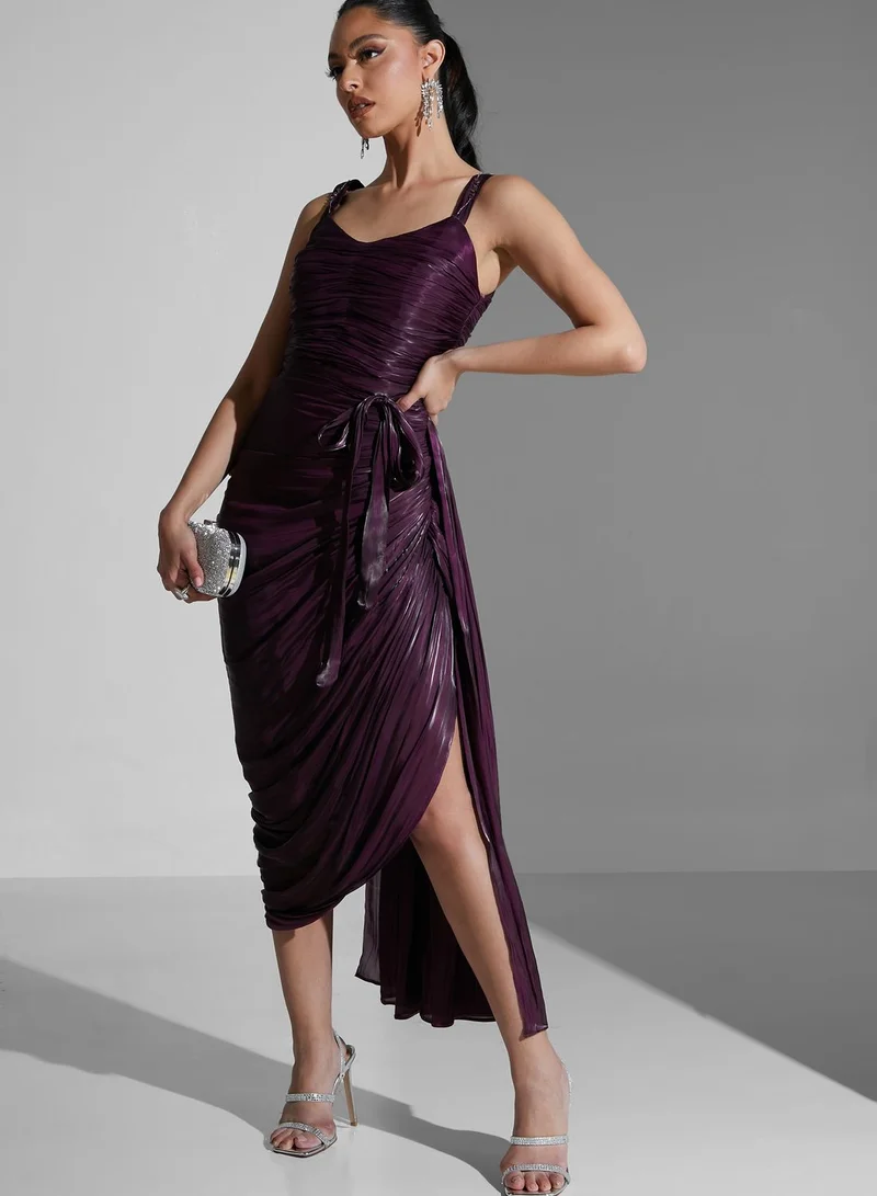 Namshi X Hadia Ghaleb Hadia Ghaleb U-Neck Draped Dress