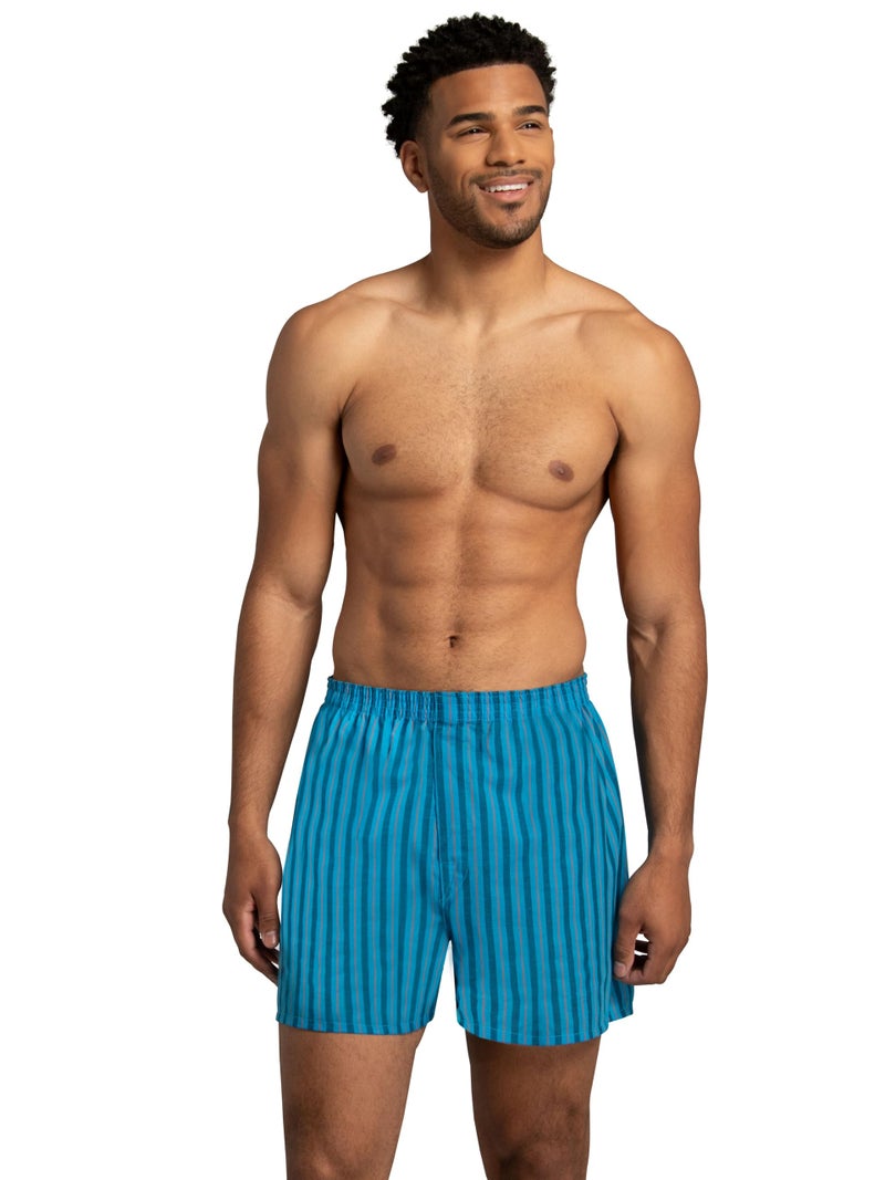 Fruit of the Loom Men's Tag-Free Boxer Shorts (Knit & Woven), Woven - 6 Pack - Assorted Colors, X-Large - Image 4