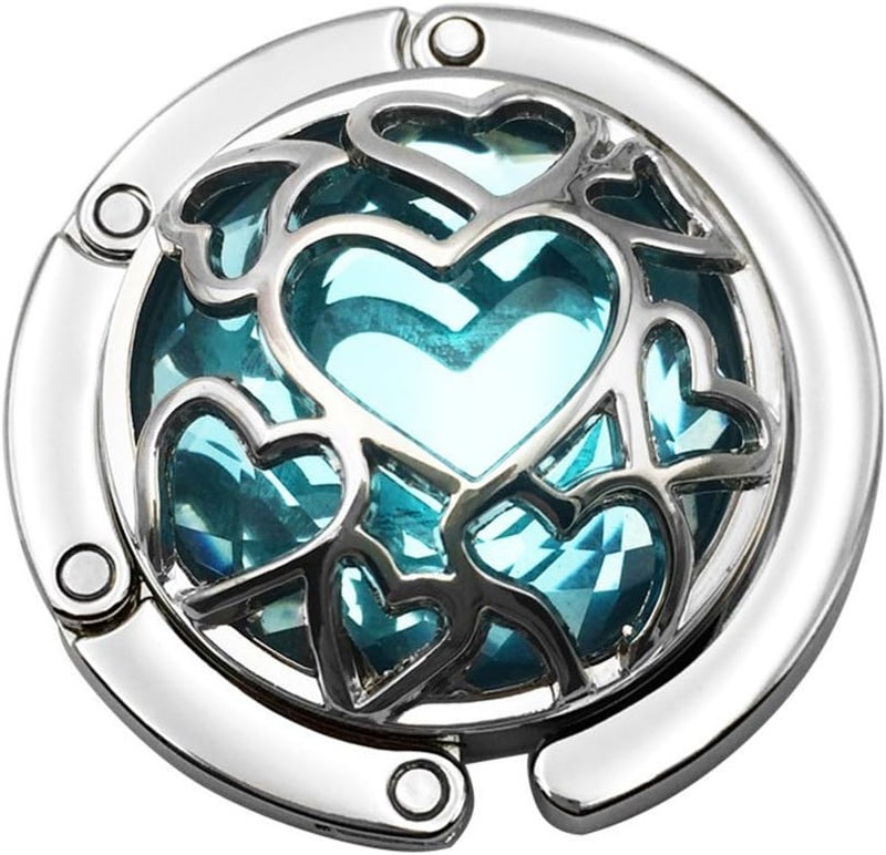 Grtdrm Multiple Hearts Style Premium Foldable Handbag Bag Purse Hanger Table Hook Holder (Azure) - Image 1