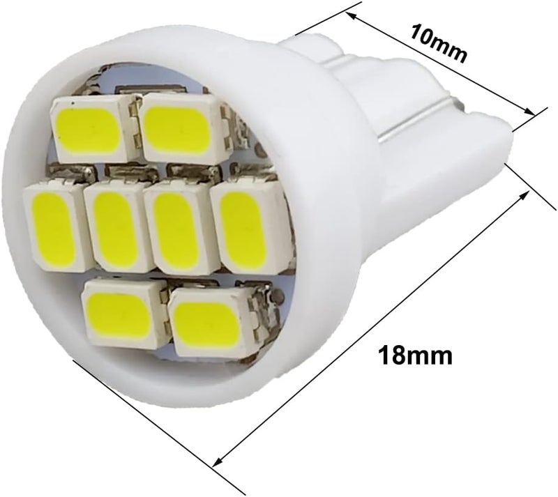 GLOFE T10 194 168 Dash Instrument White LED Light Bulbs Bright Panel Gauge Cluster Dashboard LED Light Bulbs 10Pcs/Set (White) - Image 4