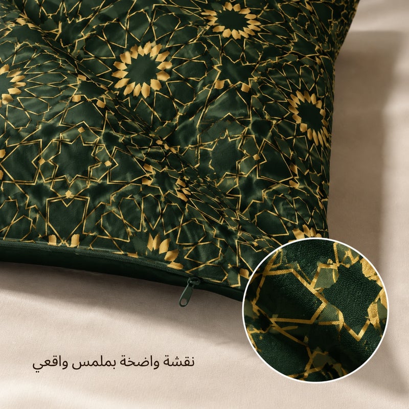 Dark Green and Gold Geometric Cushion Cover, Luxury Middle Eastern Style Decorative Pillowcase for Sofa, Bedroom, Chair and Home Gift Decor - Image 4