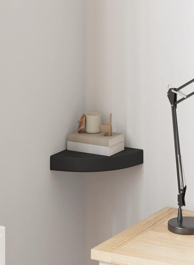 vidaXL Corner Shelf Black Honeycomb MDF, Metal Small Wall mounting - Image 2