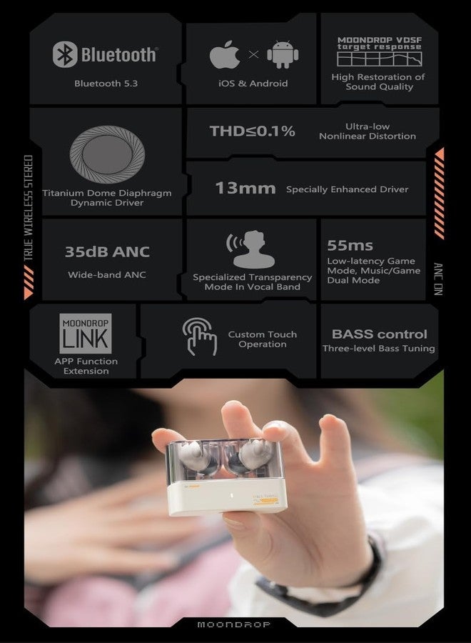 Moondrop Space Travel TWS Earphone Bluetooth 5.3 Noise Canceling True Wireless Stereo IEMs - Image 5
