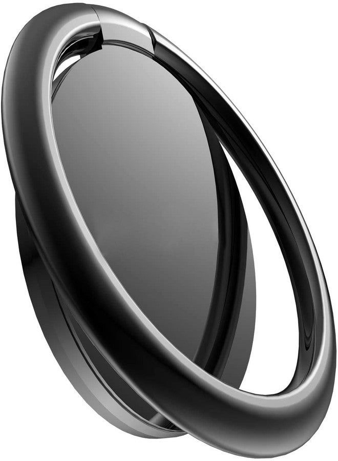 Pokanic Cell Phone Metal Ring Holder Finger Grip Stability Kickstand 360° Rotation Adjustable Collapsible Compatible with Apple iPhone, Samsung Galaxy, LG (Black) - Image 1