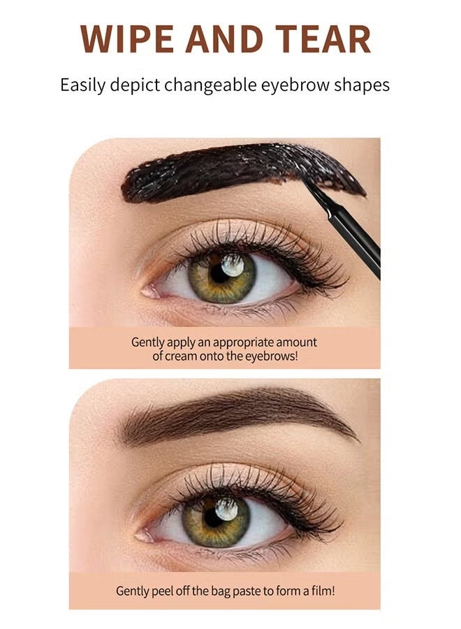 Tattoo Brow, Tattoo Peel Off Eyebrow Gel Tint, Semi Permanent Tattoo Brow Peel Off Tint Gel, Easy Peel Off Tin, Last Up to 3 Days, Waterproof and Sweat Resistant, Dark Brown - Image 5