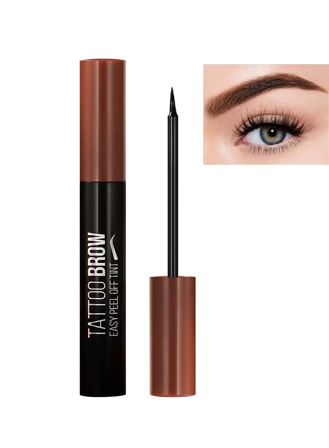 Tattoo Brow, Tattoo Peel Off Eyebrow Gel Tint, Semi Permanent Tattoo Brow Peel Off Tint Gel, Easy Peel Off Tin, Last Up to 3 Days, Waterproof and Sweat Resistant, Dark Brown - Image 1