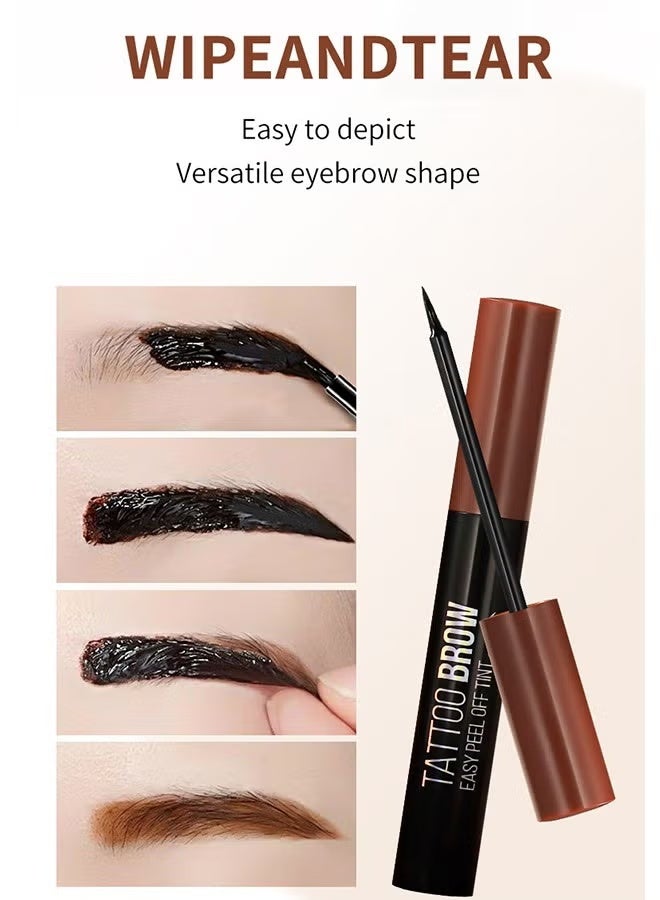 Tattoo Brow, Tattoo Peel Off Eyebrow Gel Tint, Semi Permanent Tattoo Brow Peel Off Tint Gel, Easy Peel Off Tin, Last Up to 3 Days, Waterproof and Sweat Resistant, Dark Brown - Image 3