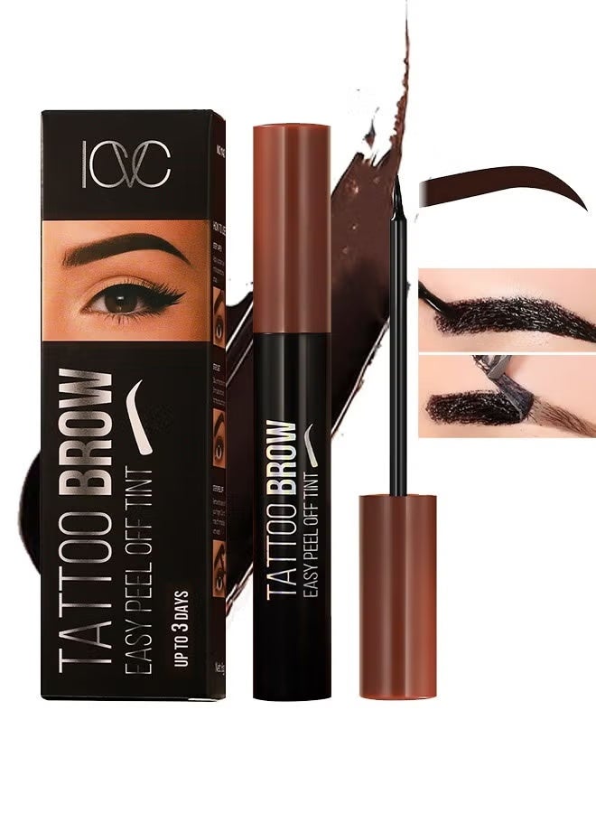 ICVC Tattoo Brow, Tattoo Peel Off Eyebrow Gel Tint, Semi Permanent Tattoo Brow Peel Off Tint Gel, Easy Peel Off Tin, Last Up to 3 Days, Waterproof and Sweat Resistant, Dark Brown - Image 1