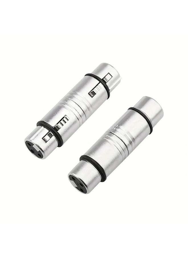 موصل XLR معدني مزدوج (أنثى إلى أنثى) للتكييف الصوتي للميكروفونات وأجهزة المزج - Image 1