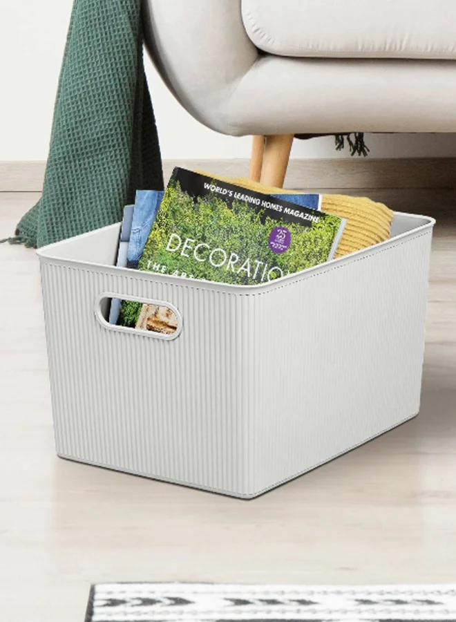 TATAY Impact Resistance Vertical Wavy Design Rectangular Multipurpose Storage Basket White 22 Liter 7010401