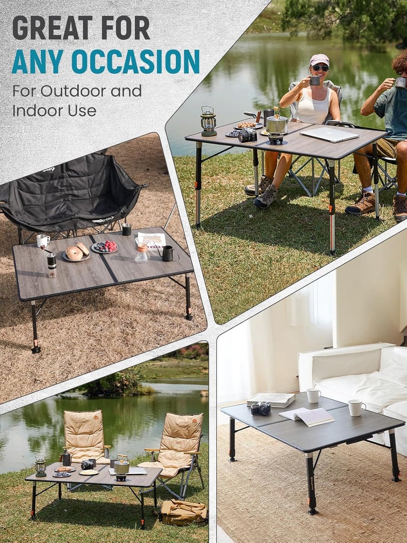 KingCamp Folding Glass Fiber Camping Table, Portable Camp Table with Adjustable Height Aluminum Legs & Carry Bag for Outdoor, Picnic, Beach, Party, Indoor, Use for 4-6 People - Image 3