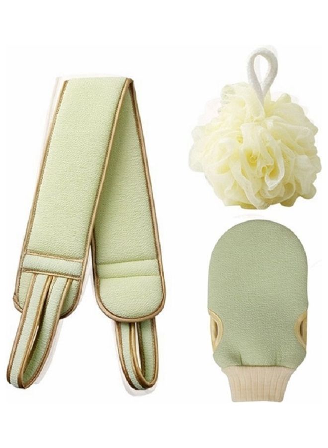 NIBEMINENT Portable Bath Belt With Sponge And Glove Green/Beige