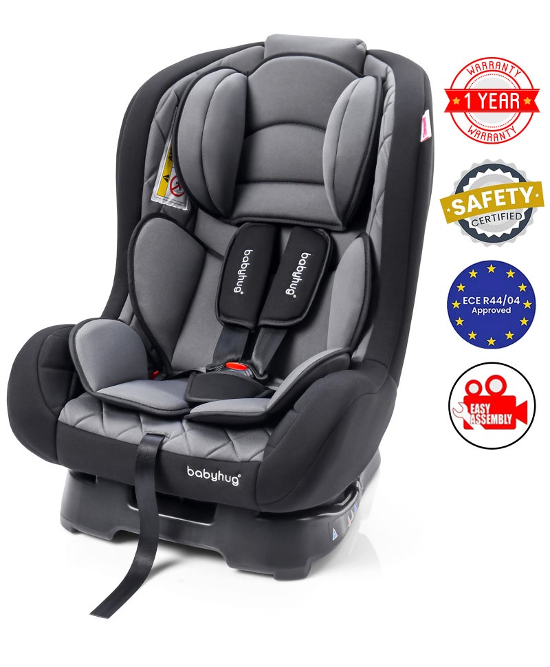 Babyhug Expedition 3-in-1 Convertible Car Seat with Recliner, Side Impact Protection, ECE Certified, 0 to 12 Years, 55 x 45 x 60 cm - Black and Grey - Image 1