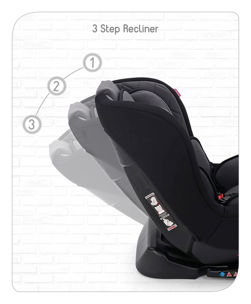 Babyhug Expedition 3-in-1 Convertible Car Seat with Recliner, Side Impact Protection, ECE Certified, 0 to 12 Years, 55 x 45 x 60 cm - Black and Grey - Image 4