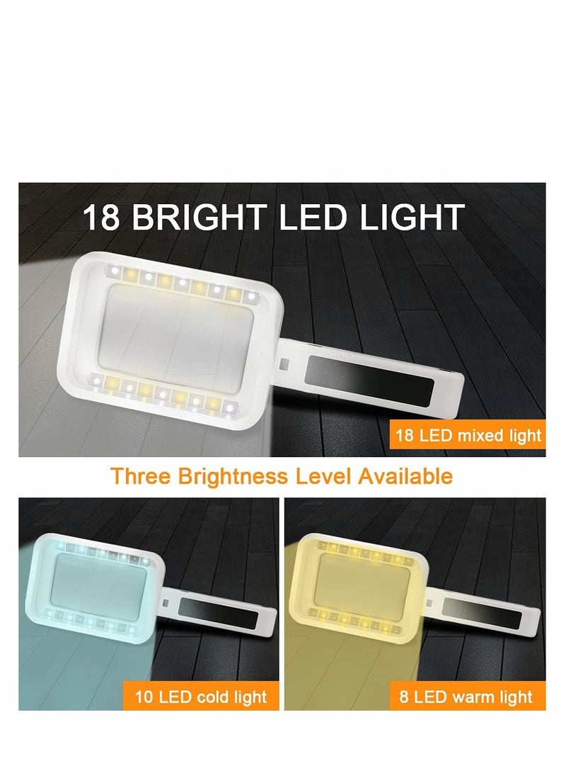 Illuminated 2 in 1 Magnifier with Light for Reading and Hobbies, Foldable Square Design with 18 LEDs for Easy Inspection and Soldering - Image 2