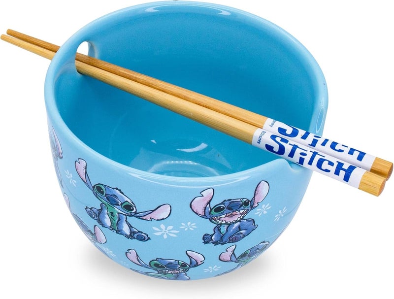 Silver Buffalo Disney Lilo  Stitch Japanese Ceramic Dinnerware Set  Includes 20Ounce Ramen Noodle Bowl and Wooden Chopsticks - Image 3