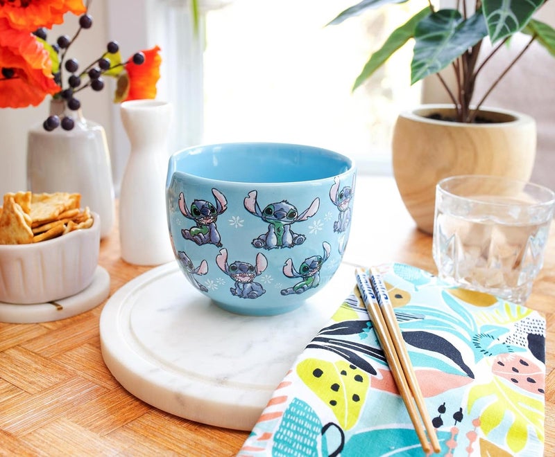 Silver Buffalo Disney Lilo  Stitch Japanese Ceramic Dinnerware Set  Includes 20Ounce Ramen Noodle Bowl and Wooden Chopsticks - Image 4