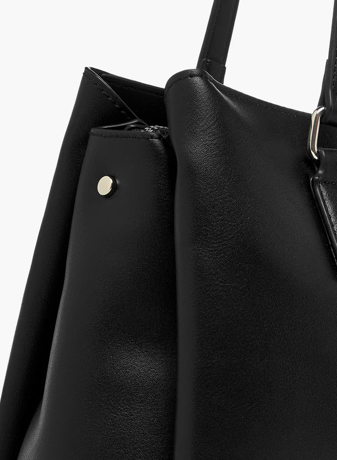 Flora Bella By Shoexpress Women's Solid Shoulder Bag with Double Handle and Zip Closure