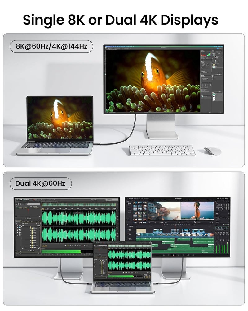 سيلكلاند كابل Thunderbolt 4 متوافق، كابل USB4 بطول 1.2 متر [معتمد من USB-IF، مزامنة بيانات بسرعة 40 جيجابت/ثانية، دقة 8K/6K/5K@60Hz و4K@144Hz، شحن سريع بقدرة 240 واط PD3.1]، كابل USB C Thunderbolt لـ MacBook Pro، PSSD، شاشة - Image 4