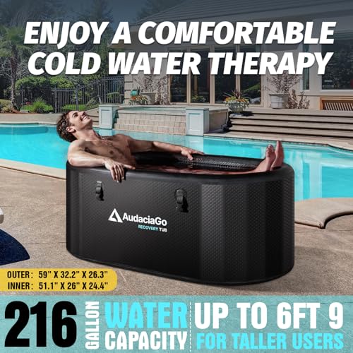AudaciaGo XXL Ice Bath Tub for Athletes, Compatible with Water Chillers, 216-Gallon Inflatable Cold Plunge Tub with Insulated Lid, Thermometer, Water-Absorbent Mat, Portable for Outdoor & Indoor Recovery - Image 4