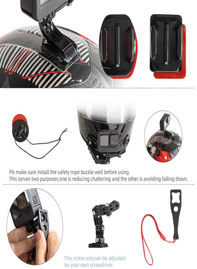 SUREWO Helmet Jaw Swivel Arm Mount and Adhesive Mounts - 2pcs Curved and 2pcs Flat Mounts with 10 Pack Sticky Pads for GoPro Hero 6 5 Black,4 Session,4 Silver,3+,SJ6000,YI,LD6000 and More - Image 4