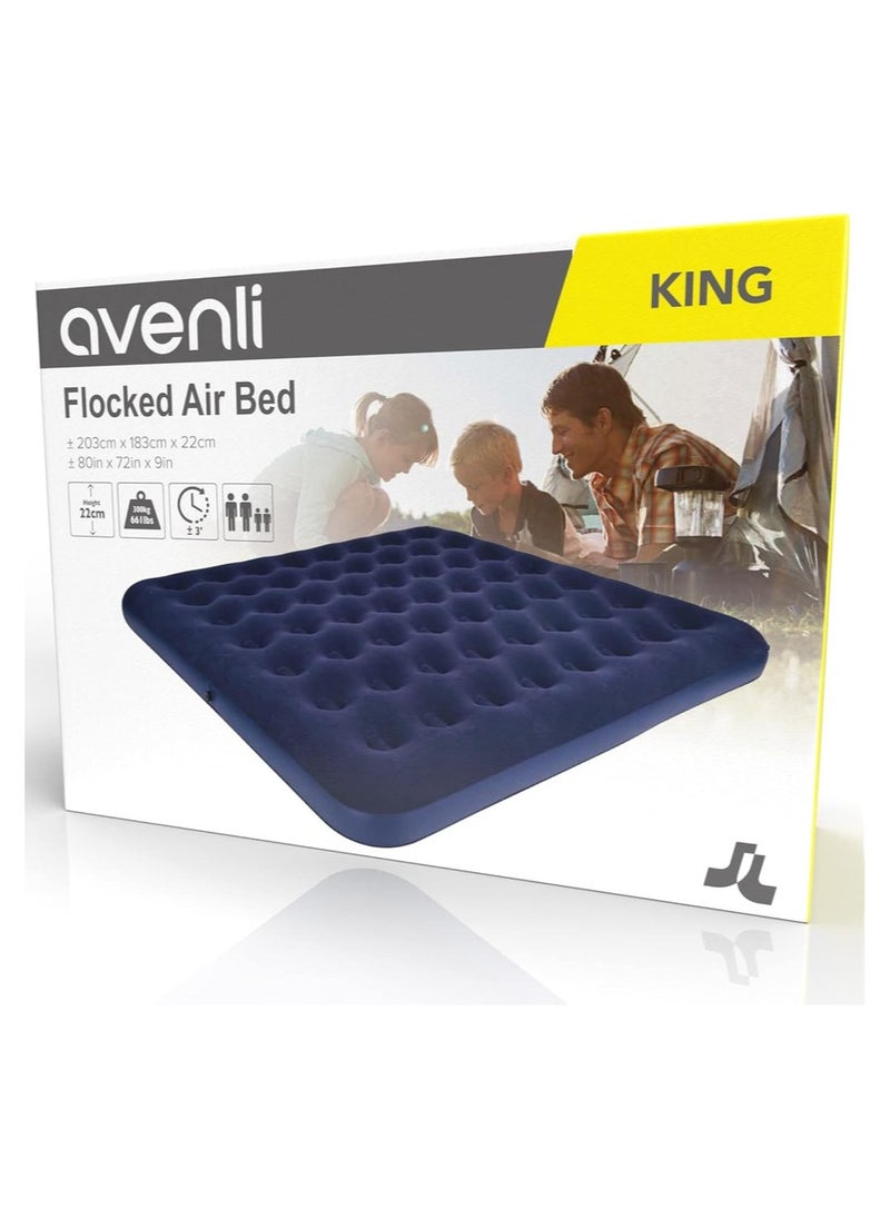 FULL JOY - Double Air Bed King Size - Extra Wide, Plush Tilt Area 203 x 183 x 22cm, Blue King, Model JL020256-5N -P16 - Image 1