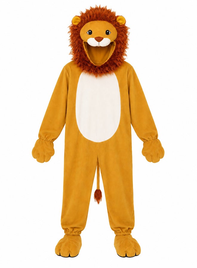 Toy Land Kids Lion Animal Costume with Hood – Jungle Safari Fancy Dress Outfit for Boys & Girls of age 12 to 13 years - Image 1