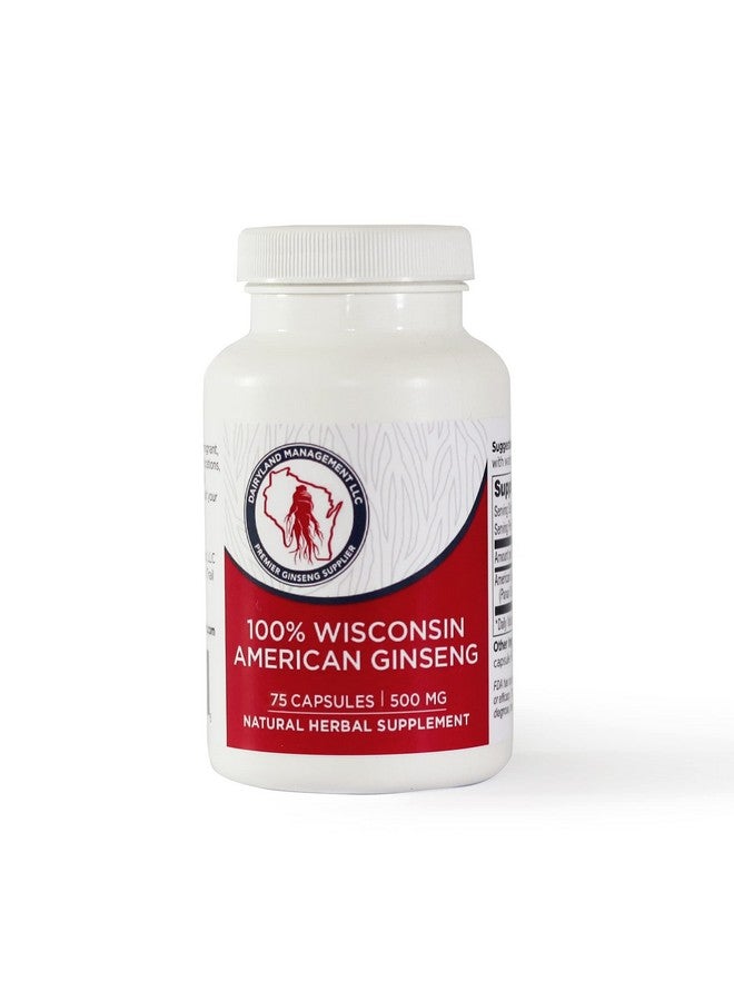 Dairyland Management LLC American Ginseng Capsules 75 Ct 500 Mg Wisconsin Ginseng Complex Capsules Authentic American Ginseng Ginseng Capsules For Use As A Daily Immune Support Supplement - Image 1