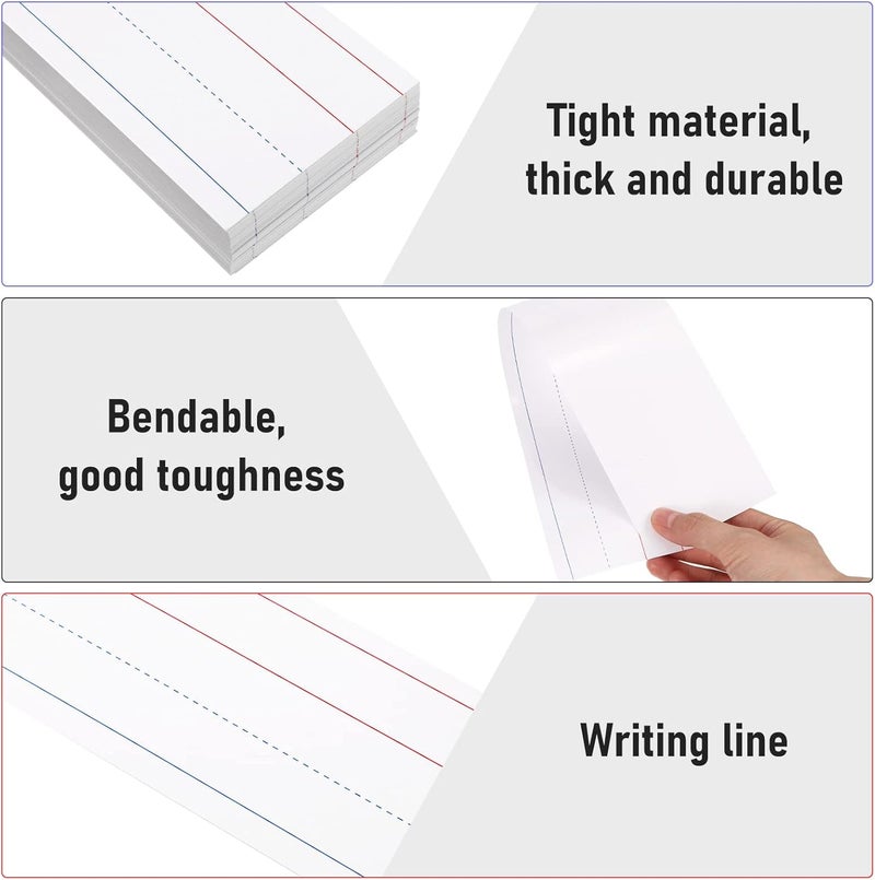 Cindeer 100 Sheet Dry Erase Sentence Strips for Teacher Ruled Sentence Strips Word Writing Strips 16 x 3 Inches White Sentence Strips for Teachers Students Educators Supplies - Image 3