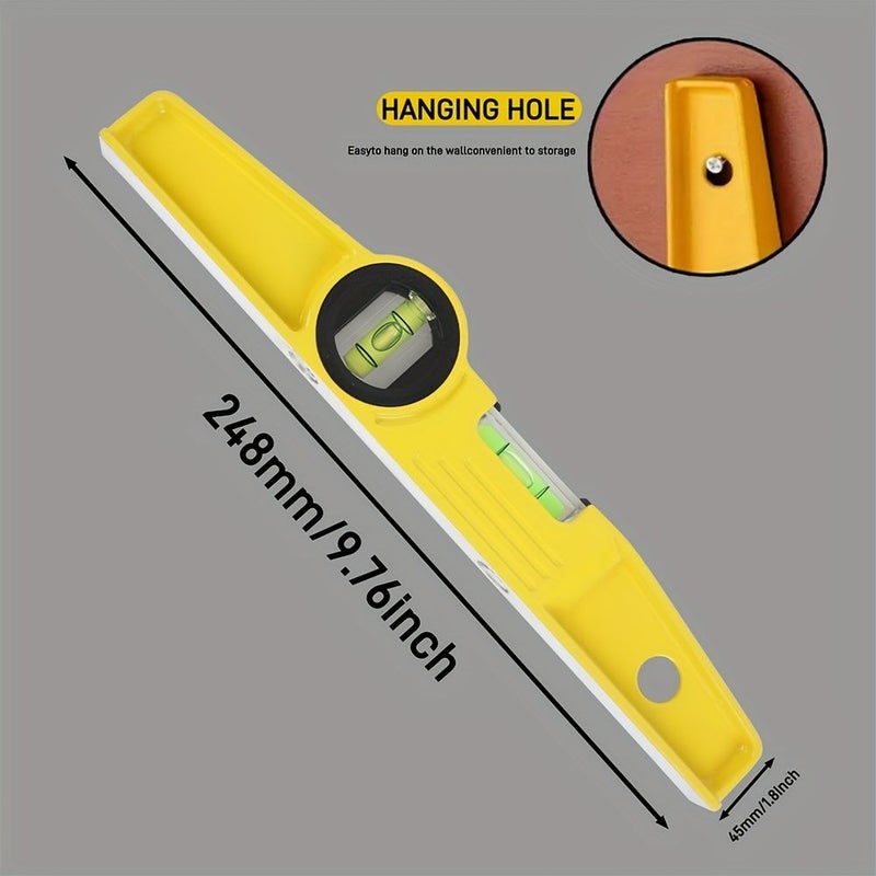 245mm Aluminium Alloy Spirit Level 3 Bubbles Magnetic Torpedo Level - Image 2