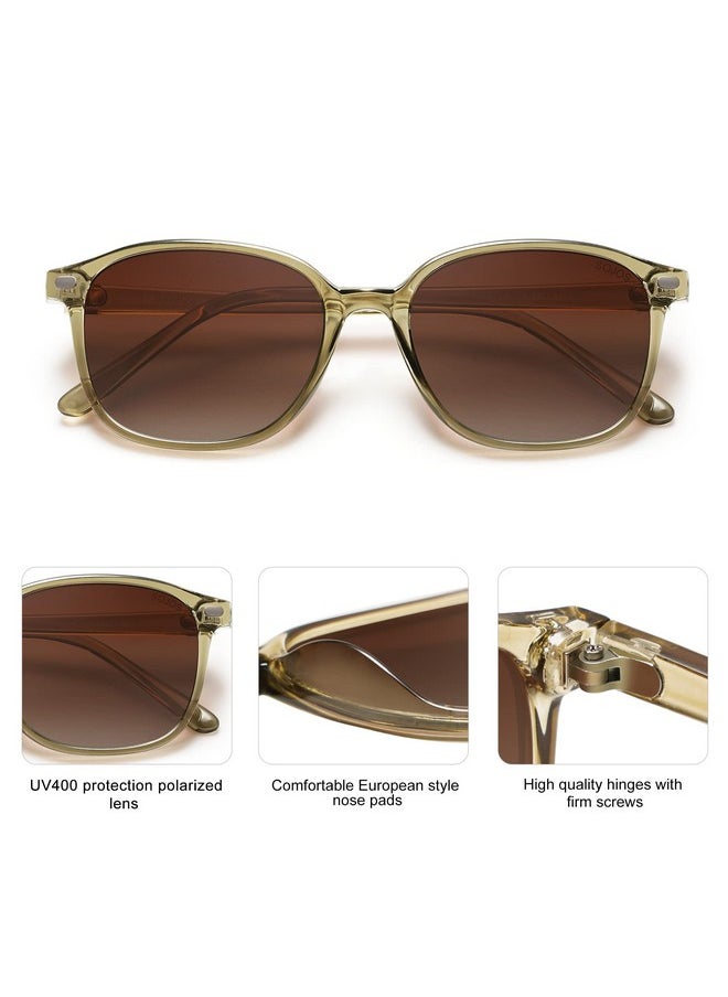 Sojos Retro Square Polarized Sunglasses For Women Men Trendy Classic Uv Protection Unisex Sunnies Sj2171, Olive Green Frame/Brown Grading Lens  - Image 4