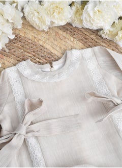 FUN MOMENT Newborn Dress with Gift Box and Hat Made of Linen Fabric  - Image 2