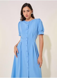 Solid Puff Sleeve Buttoned Midi Shirt Dress - pzsku/Z42DE14AF2C2E5D727E3AZ/45/_/1740664688/9b588f40-8b02-498b-be05-fa426325d57f