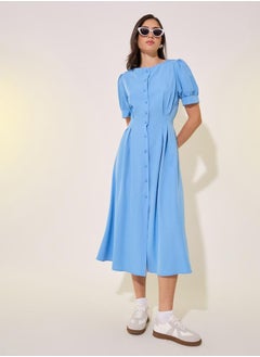 Solid Puff Sleeve Buttoned Midi Shirt Dress - pzsku/Z42DE14AF2C2E5D727E3AZ/45/_/1740664695/c69d5d0e-543e-430a-8c6d-10bc9a7b3412