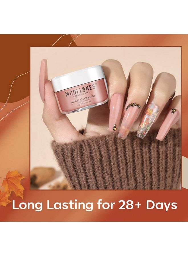 modelones 12 Pcs Acrylic Powder Set Maple Leaf Collection Acrylic Nail Powder Gold Red Orange Brown Professional Nail Extension Carving French Kit Halloween Thanksgiving Gifts For Girls - Image 5