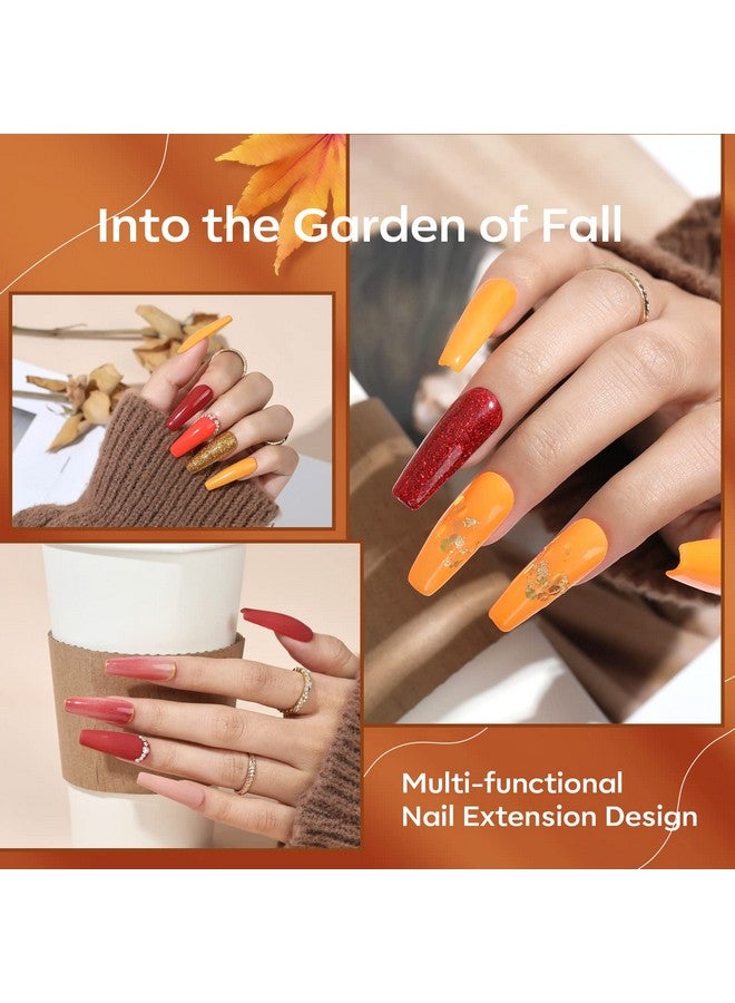 modelones 12 Pcs Acrylic Powder Set Maple Leaf Collection Acrylic Nail Powder Gold Red Orange Brown Professional Nail Extension Carving French Kit Halloween Thanksgiving Gifts For Girls - Image 3