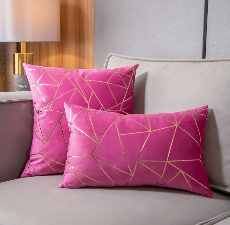 YONGLIU YONGLIU Throw Pillow Covers Velvet Decorative 2 Packs Ultra-Soft Cushion Case for Christmas Sofa Bedroom Car Living Room (Super Pink  16""X16"")  - Image 4