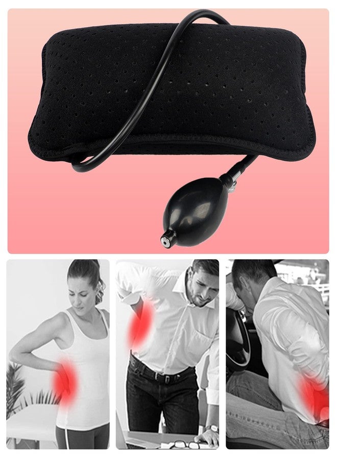 BXT Inflatable Lumbar Support Pillow for Bed, Chair, Car, Home Use, Airbag Waist Brace Lumbar Traction Air Belt Insert Attachment for Lower Back Relief, w/Air Pump - Image 4