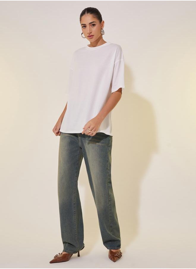 Take Two Graphic Print Round Neck Oversized T-Shirt  - Image 2