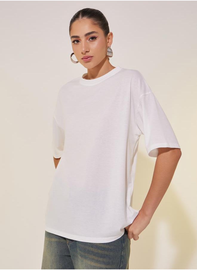 Take Two Graphic Print Round Neck Oversized T-Shirt  - Image 3