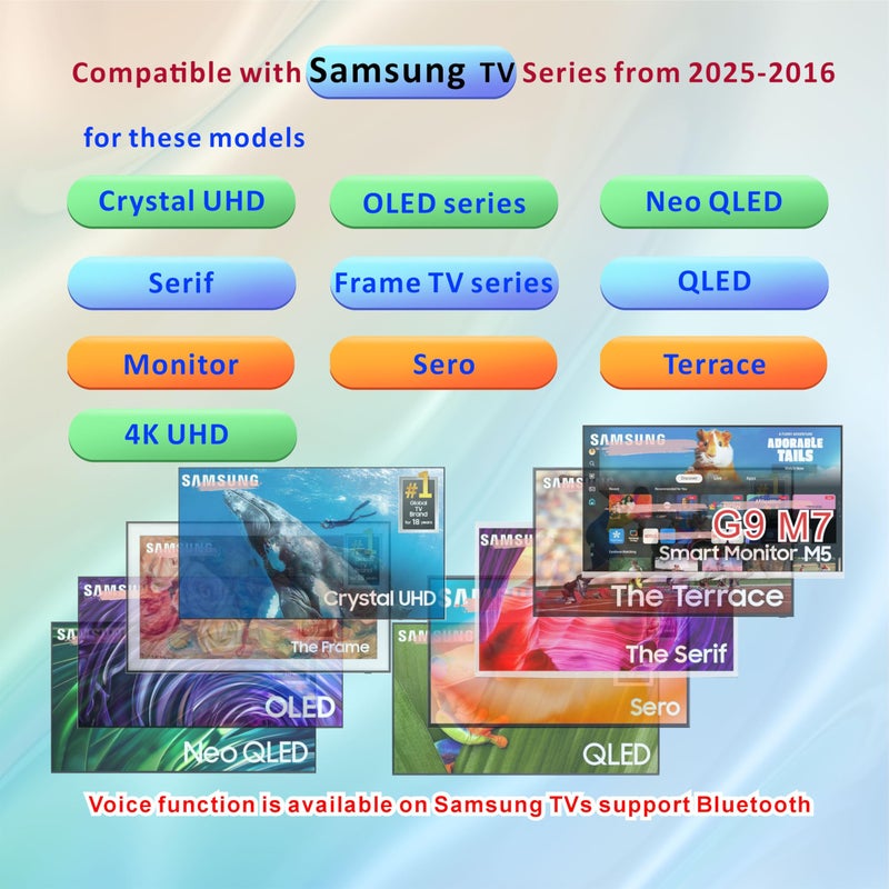 B BraiNice Universal Remote for Samsung TV Remote Replacement 2025-2019, Control remoto Samsung Smart tv, Mic, Bluetooth, Tizen OS. 1-Year Warranty - Image 2