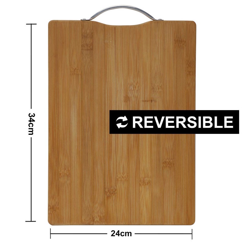 GION AntiBacterial Wood Chopping Board AntiSkid Reversible Wooden CuttingChopping Board Pizza and Also Serving Board with Stainless Steel Handle for Kitchen 1Pcs - Image 2