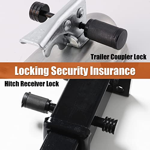 CZC AUTO Hitch Lock Set Dia 5/8 Inch Trailer Hitch Receiver Pin Lock Keyed Alike for Class III IV 2" and 2-1/2" Receiver Dia 1/4 Inch Hitch Coupler Lock with 2-1/2 Inch Span Fit Latch-Type Couplers - Image 4