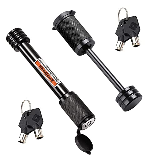 CZC AUTO Hitch Lock Set Dia 5/8 Inch Trailer Hitch Receiver Pin Lock Keyed Alike for Class III IV 2" and 2-1/2" Receiver Dia 1/4 Inch Hitch Coupler Lock with 2-1/2 Inch Span Fit Latch-Type Couplers - Image 1