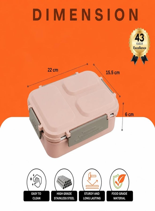 Gcrox Lunch Box for Office Use | Tiffin Box for School & Work | 3-Compartment Stainless Steel Tiffin Box Leak-Proof Insulated Lunch Boxes for Kids & Adults - Image 5