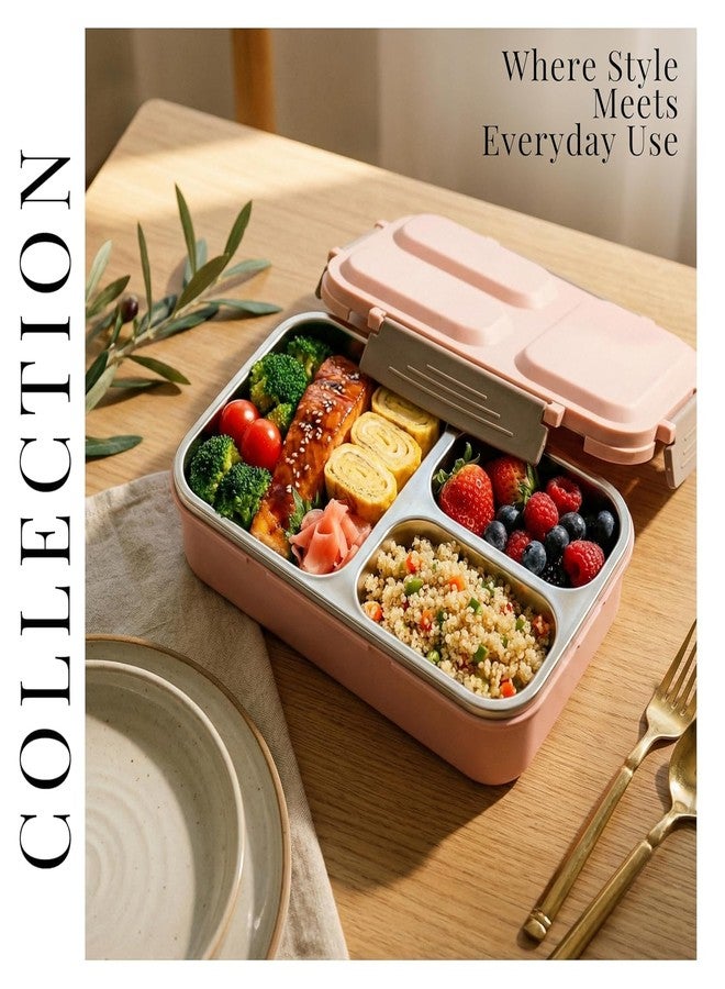 Gcrox Lunch Box for Office Use | Tiffin Box for School & Work | 3-Compartment Stainless Steel Tiffin Box Leak-Proof Insulated Lunch Boxes for Kids & Adults - Image 2