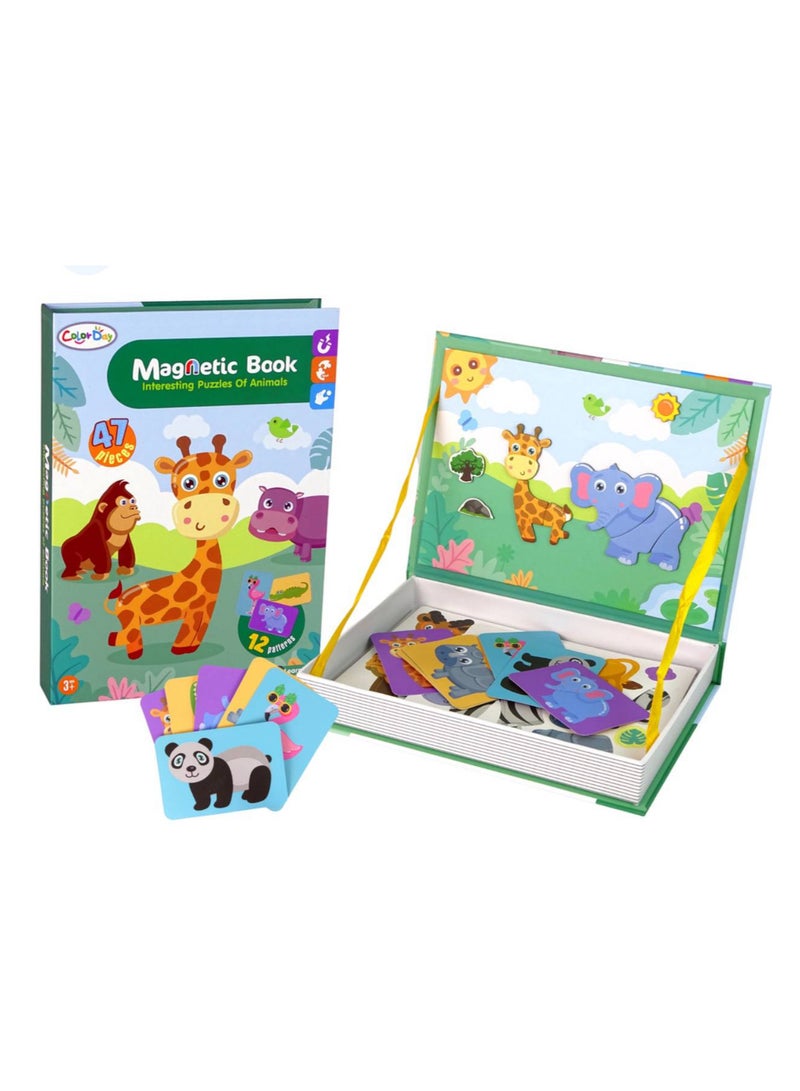Magnetic Book for Kids, 47 Pieces, 12 Animals, Magnetic Building Toys, for Kids from 3 Years Old - Image 1