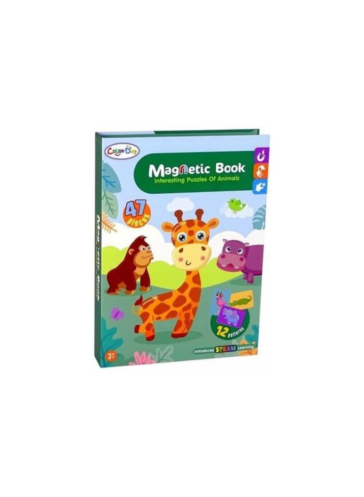 Magnetic Book for Kids, 47 Pieces, 12 Animals, Magnetic Building Toys, for Kids from 3 Years Old - Image 2